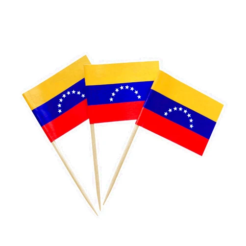 Newkita 100 Pcs Venezuela Flag Venezuelans Toothpick Flags, Small Mini Stick Cupcake Toppers Venezuelans Flags,Country Picks