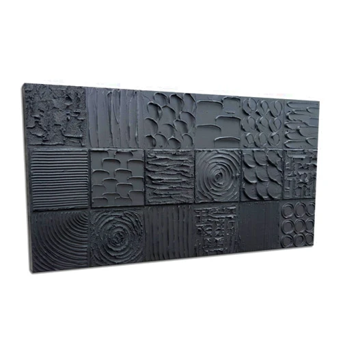 zoinart Pure Black Textured Wall Art 48x24 Inches Modern Abstract Oil Paintings on Canvas Wall Art for Living Room Bedroom Wall Decor