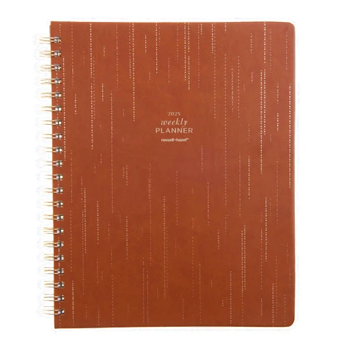 russell+hazel 2025 Vegan Leather Black Weekly Planner, 12 Month Calendar