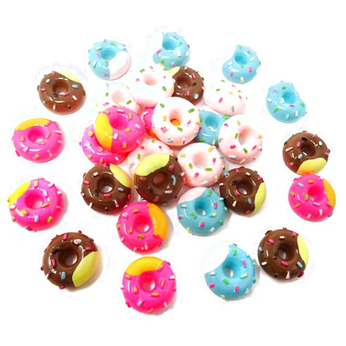Honbay 30PCS Candy Colors Donut Flatback Resin Charms Resin Donut Slime Charms Cute Resin Embellishments Simulated Food Resin Cabochons Arts Crafts Jewelry Making Decoration Accessories