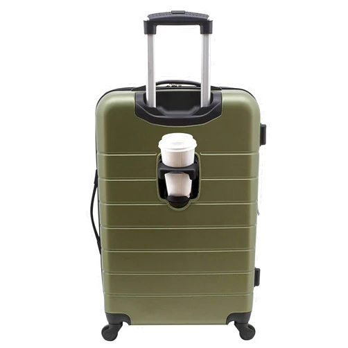 Wrangler Smart Luggage Set with Cup Holder and USB Port, Olive Green, 20-Inch Carry-On