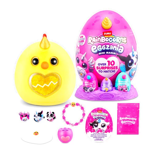 Rainbocorns Eggzania Mini Mania Chicken Plush Surprise Unboxing with Animal Soft Toy, Idea for Girls with Imaginary Play by ZURU