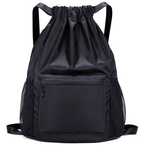 Dntorx Drawstring Backpack, Gym Bag with Water Bottle Pocket, Waterproof String Backpack