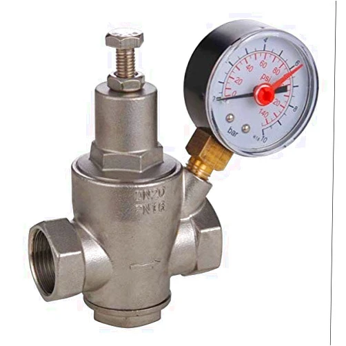 WZCUICAN 304 Stainless Steel Water Pressure reducing Valve with pressue Gauge DN15-DN50 Water Pressure Regulator/Reducing/Relief Valves (Color : Free, Size : DN50)