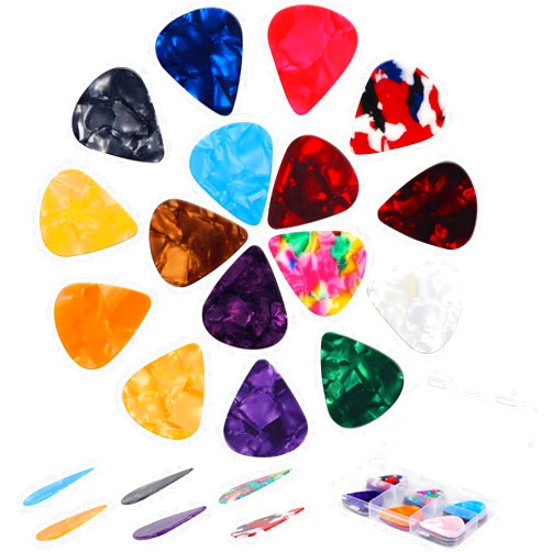 Phinus Guitar Picks 50 Pack, 6 Different Thickness Colorful Picks with Organizer Storage Box, Guitar Picks for Acoustic Guitar, Electric Guitar, Bass, Ukulele