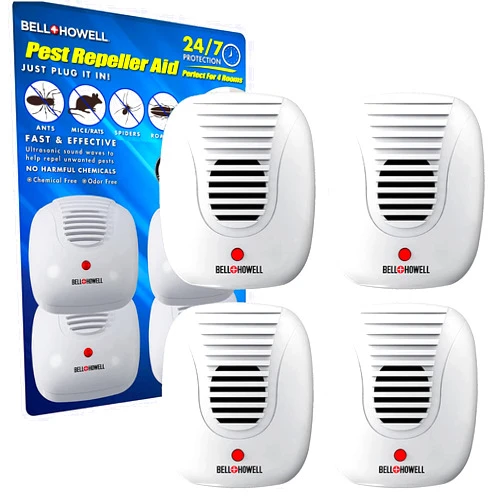 Bell+Howell Upgraded 2024 Ultrasonic Pest Repeller Indoor 4 Pk, Mice Repellent Indoor Home Kit, DIY Pest Control at Home, Plug in Spider Repellent Indoor Rodent Repellent, Bug, Insect & More, Family and Pet Safe