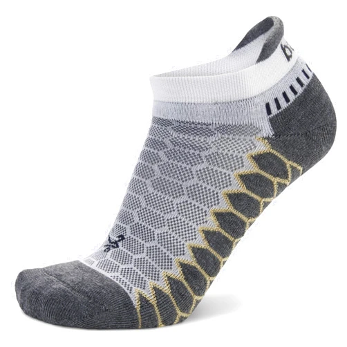 Balega Silver Compression Fit Performance No Show Athletic Running Socks for Men and Women (1 Pair), White/Grey, Small