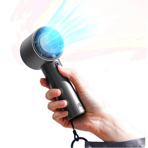 JISULIFE Portable Handheld Fan, Speed(1-100) Adjustable Turbo Mini and 5000mAh Battery Rechargeable Personal Fan with Metal Body,Digital Display, Gifts for Women Men Travel/Camping/Outdoor-Grey