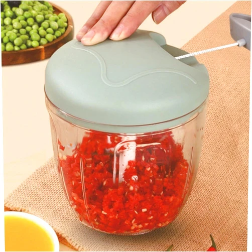 KINTEGOOD 900ml Extra Large Manual Food Chopper Vegetable Chopper Garlic Chopper, Pull String Manual Food Processor with 5 Sharp Blades Mincer for Cutting Onions Chili Ginger Seasoning