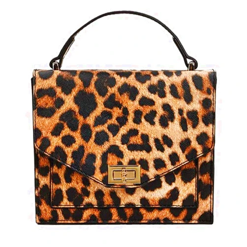 BSLONG Vintage Leopard Print Box Clutch Handbag, Elegant PU Leather Evening Bag for Women Small Square Purse Party Bag