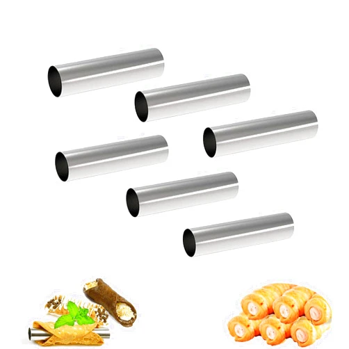 Alovexiong 6 Pcs Non-stick Cream Horn Molds Stainless Steel, 4.92 inch Large Size Cannoli Tubes Kit Baking Cones Pastry Roll Horn Croissant Mold for Christmas Anniversary and Daily Use