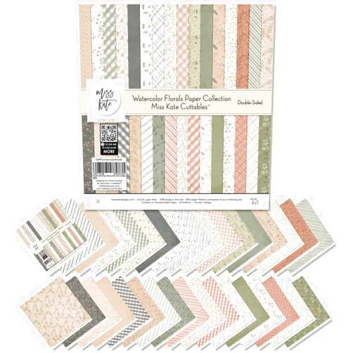 Miss Kate Cuttables Pattern Paper Pack - Watercolor Florals - 12x12 Scrapbook Paper 12x12 Floral Scrapbook Card Making Crafting Scrapbooking - by Miss Kate Cuttables