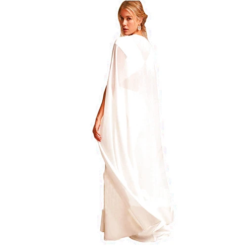 Kelaixiang Bridal Wedding Capes Veils Chiffon Bridal Wraps Cathedral Length Wedding Cloak with Arm Hole