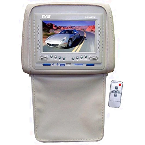Pyle PL72HRTN Adjustable Headrests w/ Built-In 7'' TFT/LCD Monitor W/IR Transmitter & Cover (Tan)
