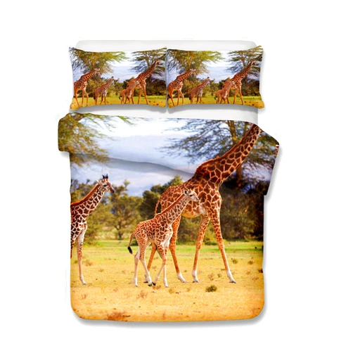 Annier Duvet Cover Comforter Sets Bedding 3D Print Elephant Giraffe Primeval Forest Dream Bed Sets 3PCS with Quilt Covers/Sheets/Pillowcases Twin/Full/King/Queen (2,Twin(172x218cm-2pcs))