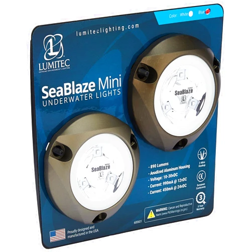 Lumitec SeaBlaze Mini Underwater LED Boat Lights - Marine Grade, Fishing, Dinghy, Skiff - Sold as a Pair