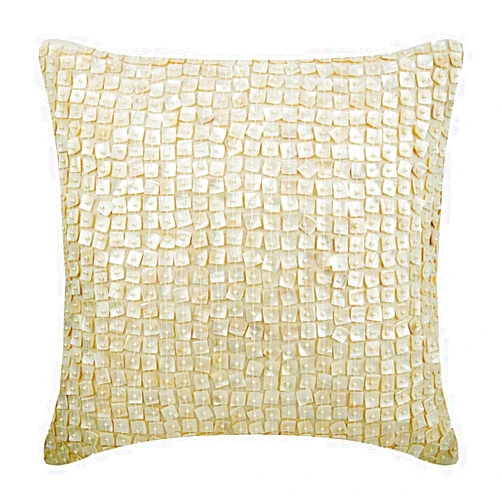 The HomeCentric Pillow Covers, Throw Pillow Couch, Decorative Pillow Cover 18x18 inch (45x45 cm) Ivory, Silk Throw Pillow Cover, Handmade Pillow Cover, Contemporary Easter - I Love Mother of Pearls