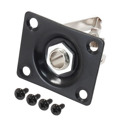Murtenze Rectangular Metal 1/4 Output Jack Plate Input Jack Socket, Black Electric Bass Guitars Plug Guitar Input Jack Plate Electric Guitar Parts Replacement with Screws