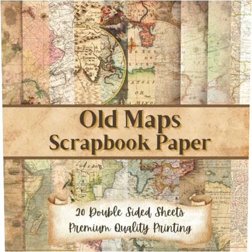 Brooke Nolan Old Maps Scrapbook Paper: 40 pages of vintage, old, aged world map craft paper for scrapbooking, junk journaling, crafting and decoupage