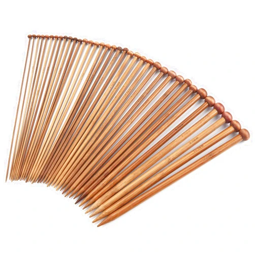 Coowayze Bamboo Knitting Needles Set for Beginners Adults 9-Inch Single Point, 18 Pairs Straight Wooden Knitting Needles US Size 2-10 (2.0-10.0mm), Wood Knitting Needles for Sweaters, Socks, Gloves - Brown