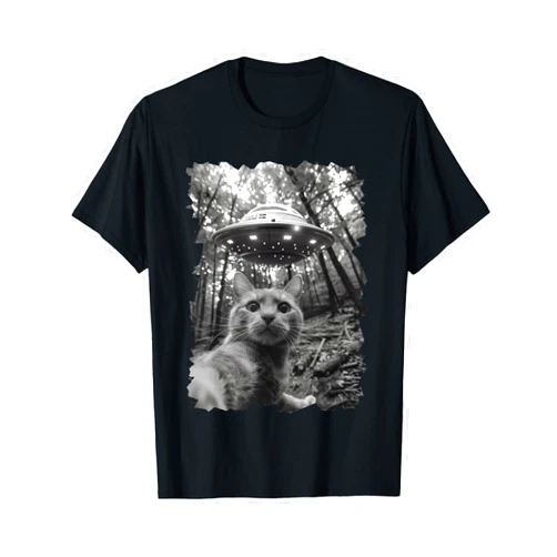 Funny Alien Cat Lover For Men Women Clothes Co. Funny Cat UFO, Funny Alien Cat Selfie UFO for Cats Lovers T-Shirt