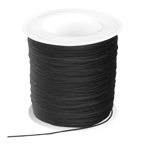 Mozeat Lens 110 Yard 0.8mm Nylon Cord Black Nylon String Bracelet String Wind Chime Cord Replacement Thread Macrame Twine Braided String Trim Cord for Necklaces, Beading, Jewelry Making, Macrame Craft, Blinds