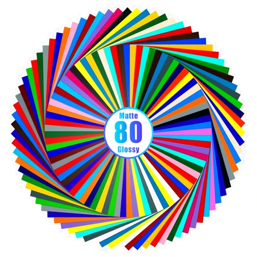 Lya Vinyl 80 Self Adhesive Vinyl, 40 Matte & 40 Glossy Color Permanent Vinyl Sheets for Cricut and Silhouette, Party Decoration, Sticker, Craft Cutter, Car Decal