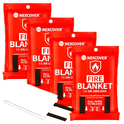 NEXCOVER Emergency Fire Blanket - Fire Blankets Emergency for Home, Flame Retardant Blanket, Fire Blanket for Home and Kitchen, Flame Suppression Fiberglass Fire Blanket for Fireplace, Grill, Car, BBQ