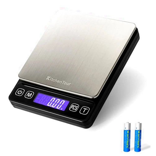 K KitchenTour KitchenTour Digital Kitchen Scale - 500g/0.01g High Accuracy Precision Multifunction Food Meat Scale Jewelry Lab Carat Powder Scale with Back-Lit LCD Display(Batteries Included)