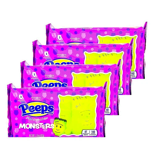 Blair Candy Halloween Peeps Candy Bundle - 4 Pack of Marshmallow Peep's - Perfect Halloween Candy, Fall Candy, Trick Or Treat Candy - Monsters - 4.5 Ounces