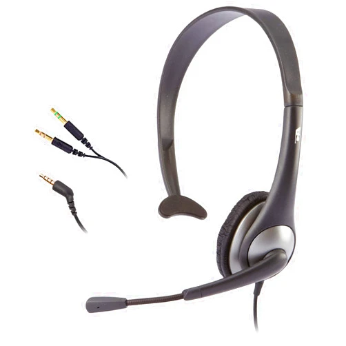 Cyber Acoustics Mono Headset, headphone with microphone, great for K12 School Classroom and Education (AC-104),Gray