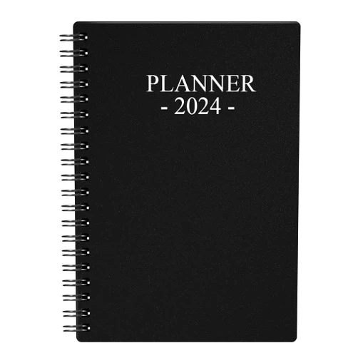 Nokingo 2024 Planner, Weekly Planner with Monthly Tabs, Runs from January 2024 - December 2024, 2024 Diary with 120gsm Paper, Twin-Wire Binding, Easy to Organize Your Daily Life, 5×7 in, Black Planner 2024