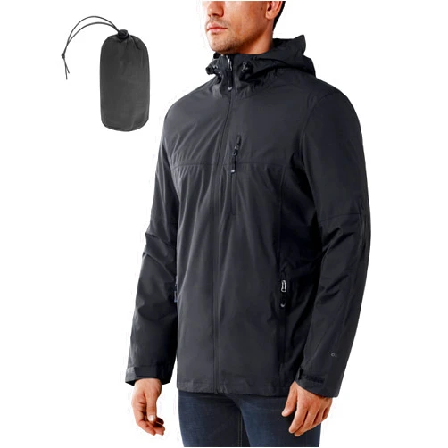 33,000ft Men's Rain Jacket Waterproof Cycling Running Packable Raincoat with Hood Lightweight Windbreaker with Mesh Lining