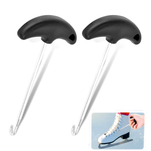 Trasylph 2-Pack Shoe Lace Tightner, Ice Hockey Skate Lace Tightener Tool, Stainless Steel Hockey Skate Tightener Wire Sports Skate Key Tool Shoe Lace Puller for Ice-skates Figure-skates Boots Shoes
