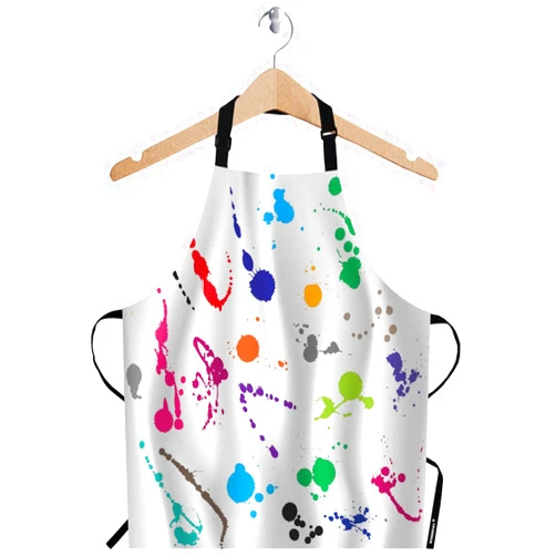 WONDERTIFY Abstract Paint Splashes Apron,Collection Of 24 Different Ink Splatter Symbol On White Bib Apron with Adjustable Neck for Men Women,Suitable for Home Kitchen Cooking Chef Grill Baking Apron