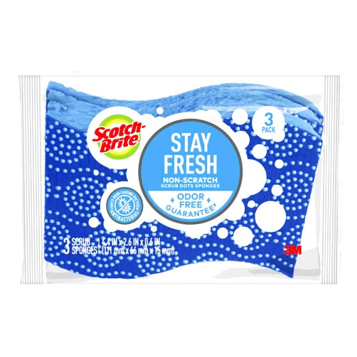 Scotch-Brite Scrub Dots Non-Scratch Scrub Sponge, Rinses Clean, For Washing Dishes and Cleaning Kitchen, 3 Scrub Sponges