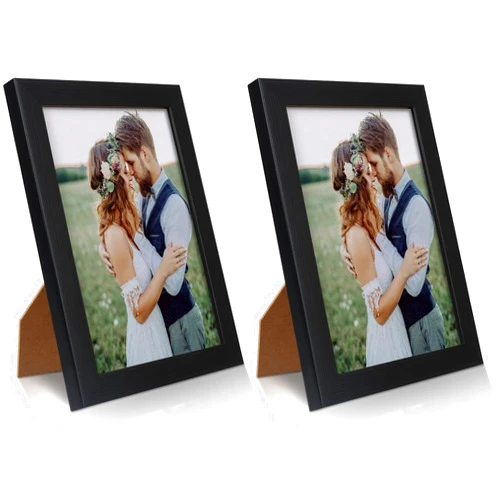 PECULA 2 Pack 5x7 Picture Frame, Black Picture Frame for Wall and Tabletop Display, Resistant Plastic Photo Picture Frame with Clear Plexiglass for Vertical or Horizontal Display
