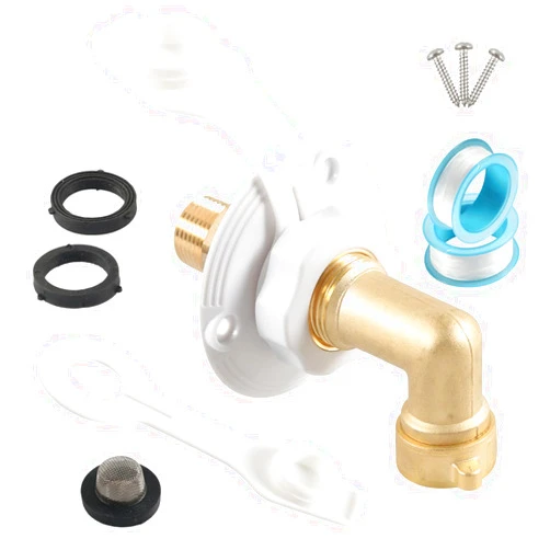 IQIHUI White RV City Water Fill Inlet with Check Valve 1/2