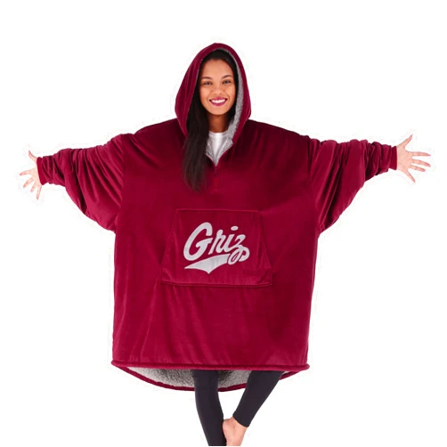 THE COMFY Original Quarter-Zip | University of Montana Logo & Insignia | Oversized Microfiber & Sherpa Wearable Blanket with Zipper, Seen On Shark Tank, One Size Fits All
