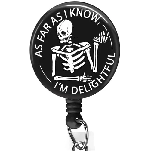 Bedocia Badge Reels Retractable Cute Nurse Badge Reel with Alligator Clip, Funny ID Badge Holder for Nurses, Doctors, Teachers, Office Worker (As Far As I Know)