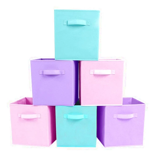 ShellKingdom Storage Bins, Foldable Fabric Storage Cubes And Cloth Storage Organizer Drawer For Closet And Toys Storage, 6 Pack (Lavender+Light Blue+Pink)