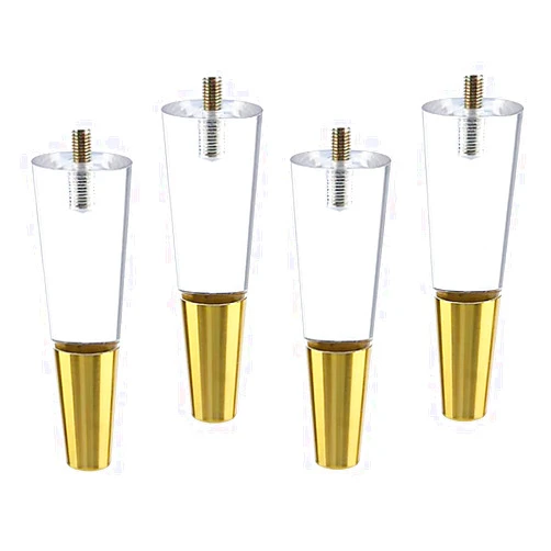 XUNFAKE 4Modern Style Acrylic Furniture Legs, Product Color, Transparent Acrylic, Brass, M8 Bolt, Forsofa Legs, Wardrobe, Coffee Tea, Side Tables, Furniture Legs (11.81in/300mm)