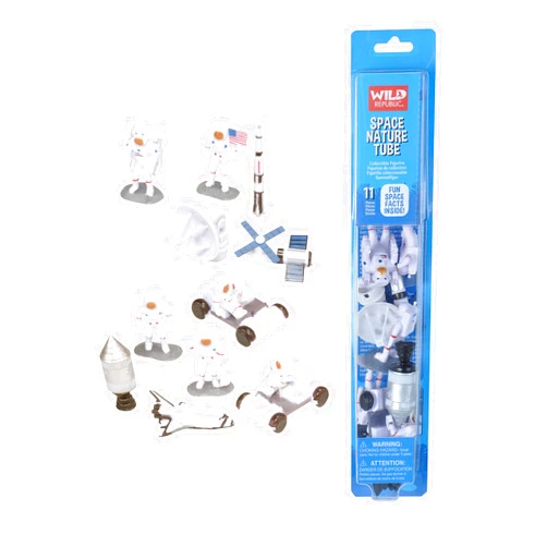 Wild Republic Figures Tube, Outer Space Toys, Shuttle, Astronaut, Space Station, Apollo Spacecraft, Lunar Rover, Saturn Rocket, Satellites Multi, 1.5