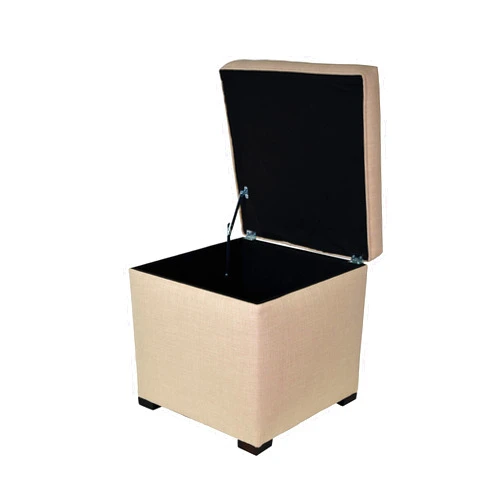 MJL Furniture Designs Tami Collection Fabric Upholstered Lift Top Cube Storage Ottoman | Ottoman Foot Rest, HJM100 Series, Beige