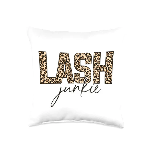 Leopard Lash Junkie Lash Technician & Eyelash Pun Junkie Tech Artist Leopard Lash Throw Pillow, 16x16, Multicolor