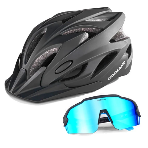 Odoland Adult Bike Helmet and Cycling Sunglasses Set for Men & Women, Safety Certified Bicycle Helmet with UV Protection Glasses for Mountain, Skating, Road, City Commuting & Outdoor Riding