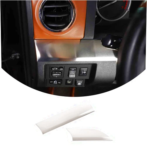 TongSheng Car Stainless Steel Inner Look Central Console Dashboard Panel Cover Trim Stickers Fit For TOYOTA Tundra 2014 2015 2016 2017 2018 2019 2020 2021 LHD (2 PCS, Silver)