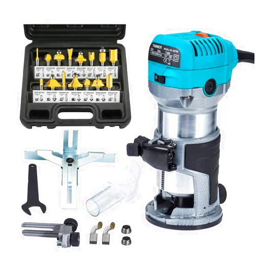 Anesty Compact Router with Trimmer/Fixed Base, Variable Speed Trim Router Palm Router Laminate Trimmer, 1/4