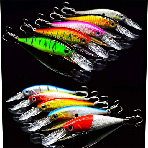 OriGlam 10 Pack Fishing Lures Hard Baits, 3D Eyes Minnow Fishing Lures Crankbait, Swimbait Fishing Tackle Lure Kit for Freshwater/Saltwater/Topwater, Bass, Trout, Walleye, Redfish