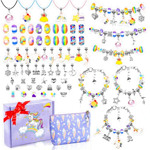 Anicco Jewelry Making Kit for Girls Age 8-12, with Pendant Charms, Bracelets and Necklace for DIY Crafts and Gifts